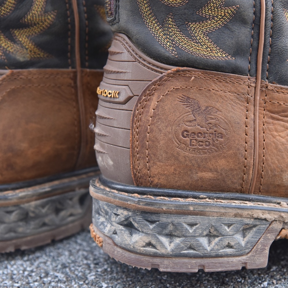 Georgia Boot Carbo-Tec 11" Steel Toe Pull on Cowboy Work boot Zipper Mens 8W - Picture 2 of 11